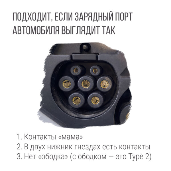 Переходник Type 2 на GB/T (Тип 2 - GBT) с кнопкой 32А 3 фазы