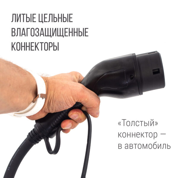Зарядный кабель Type 2 socket - Type 2 plug (Тип 2 - Тип 2) пружинный, 32А, 3 фазы, Auxus